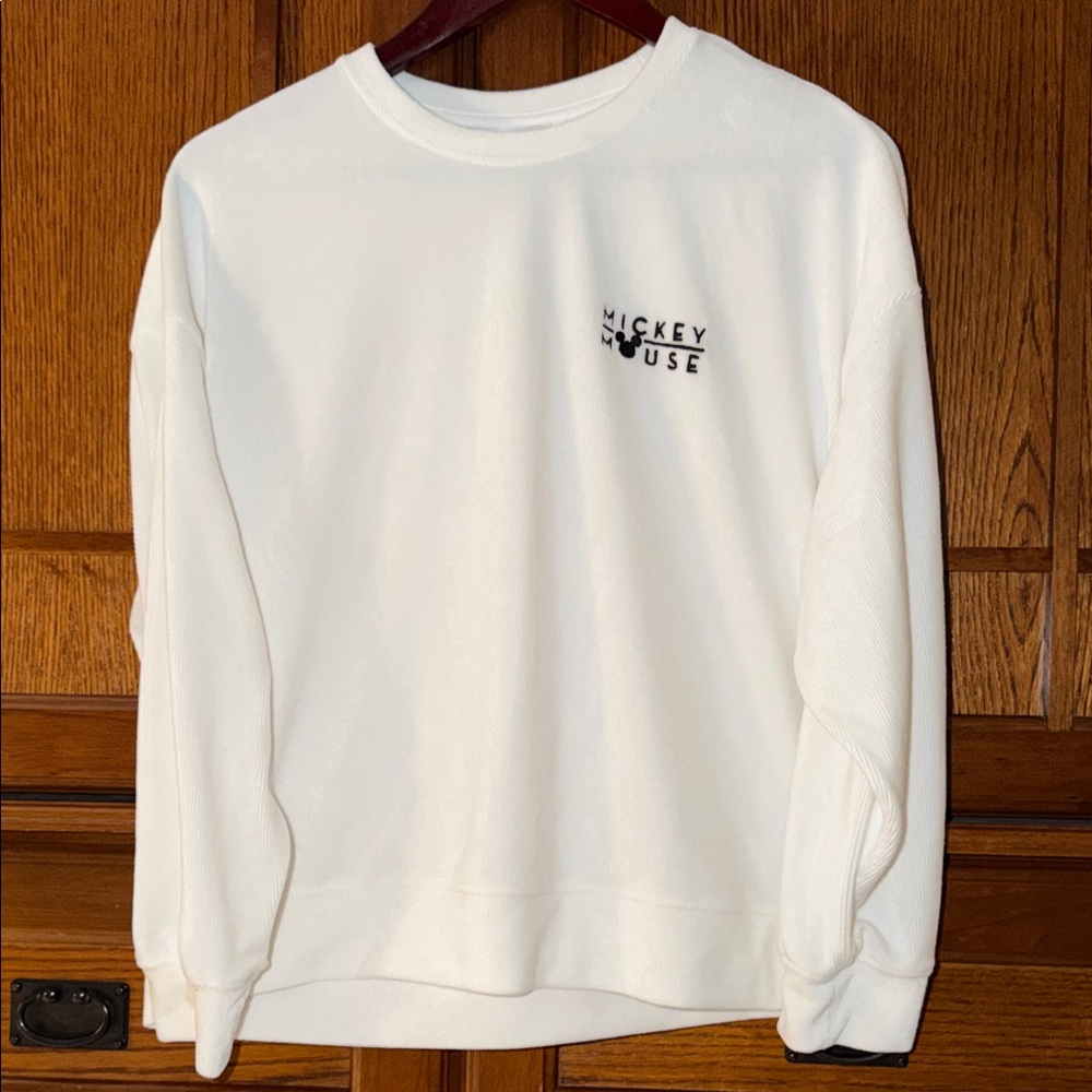 H&M Ribbed Crewneck Velour Sweatshirt Disney Mickey Mouse Embroidered Limited